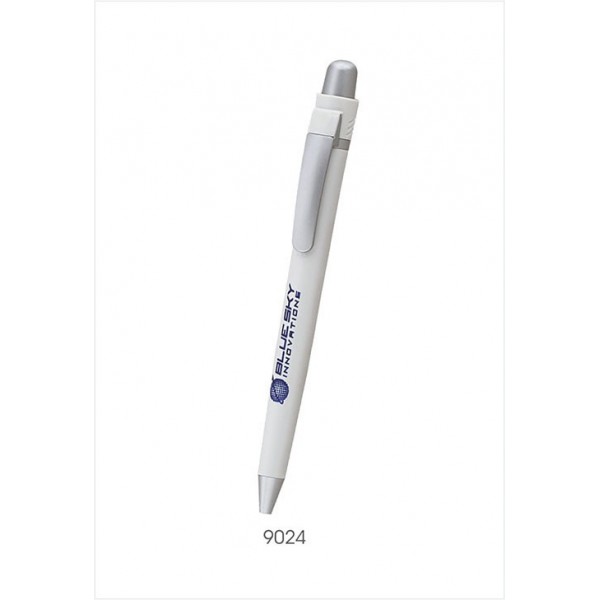 sp plastic pen colour in silver and white